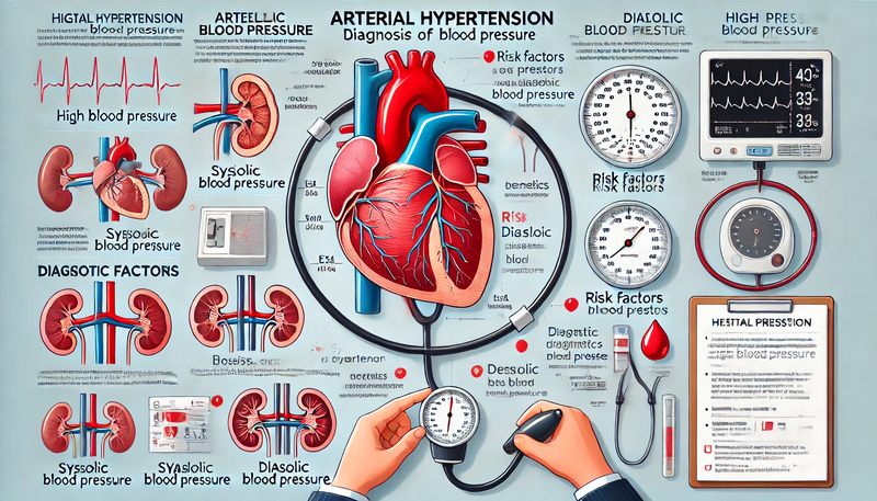 Файл:2024-07-26 13.19.36 - A medical infographic depicting the diagnosis and management of arterial hypertension (high blood pressure). The image should include illustrations of.webp